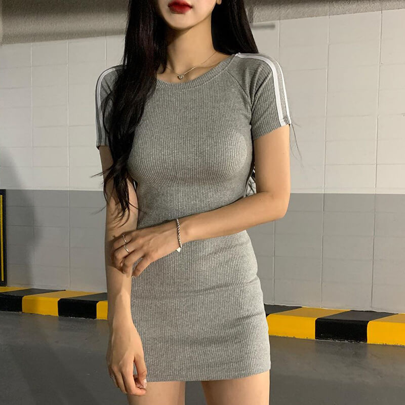 Sports Short Sleeve Tight Bodycon Dress