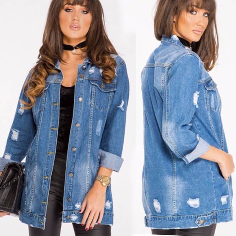 Ripped Denim Shirt Jacket