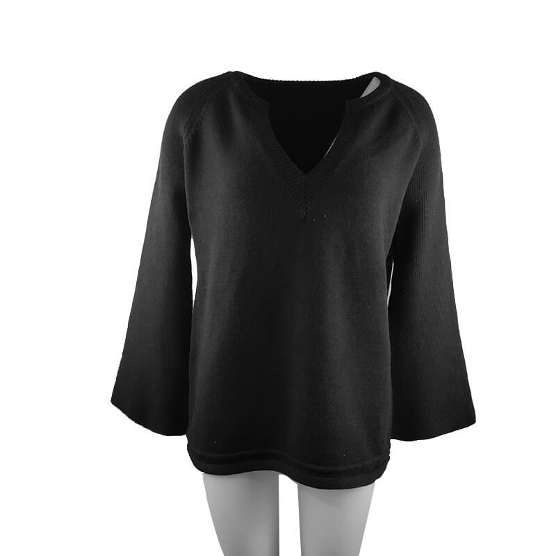 Flare Sleeve Soild Knitted Top