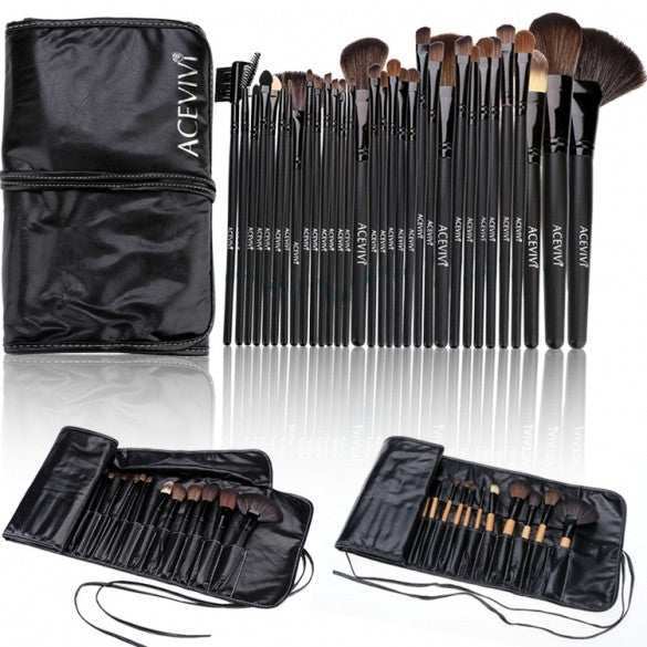 Acevivi New Fashion Professional 32pcs Soft Cosmetic Tool Makeup Brush Set Kit With Pouch