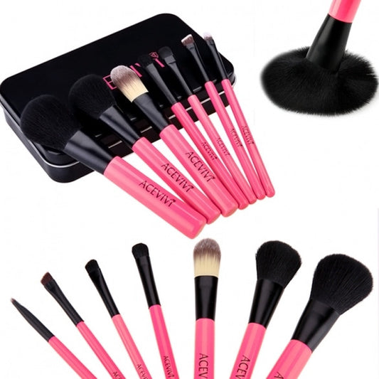 New Fashion Professional 7pcs Soft Cosmetic Tool Makeup Brush Set Kit With Iron Box