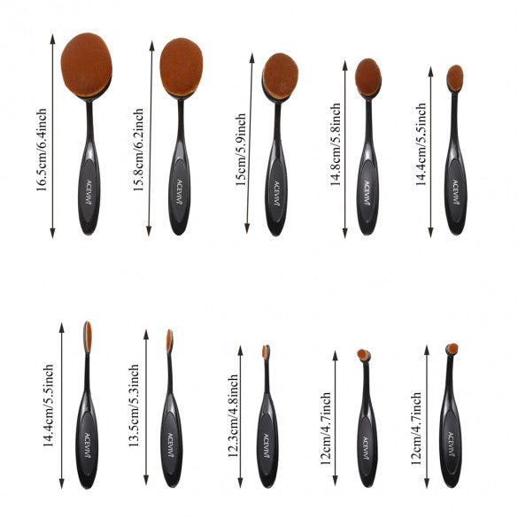 ACEVIVI Pack Of 10 Professional Foundation Makeup Brush Toothbrush Powder Cream Blusher Multifunction Cosmetic Brush Sets