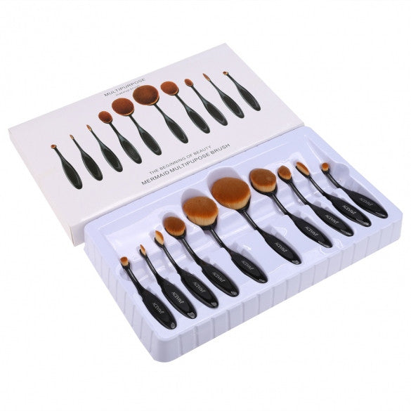 ACEVIVI Pack Of 10 Professional Foundation Makeup Brush Toothbrush Powder Cream Blusher Multifunction Cosmetic Brush Sets