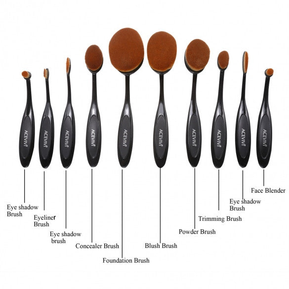 ACEVIVI Pack Of 10 Professional Foundation Makeup Brush Toothbrush Powder Cream Blusher Multifunction Cosmetic Brush Sets