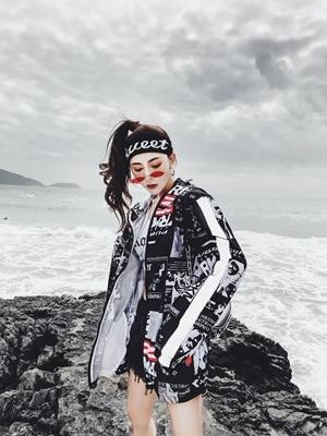 Women Harajuku Printed Pilot Jacket Hip Hop Streetwear Japanese Casual Printing Basic Baseball Jackets Outwear