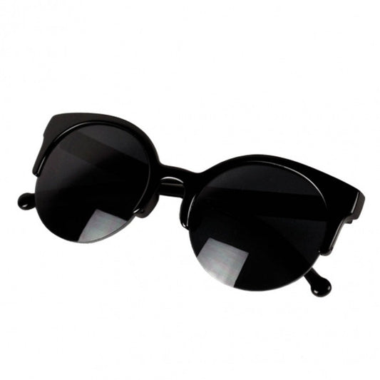 Fashion Unisex Retro Designer Super Round Circle Cat Eye Semi-Rimless Sunglasses Glasses Goggles