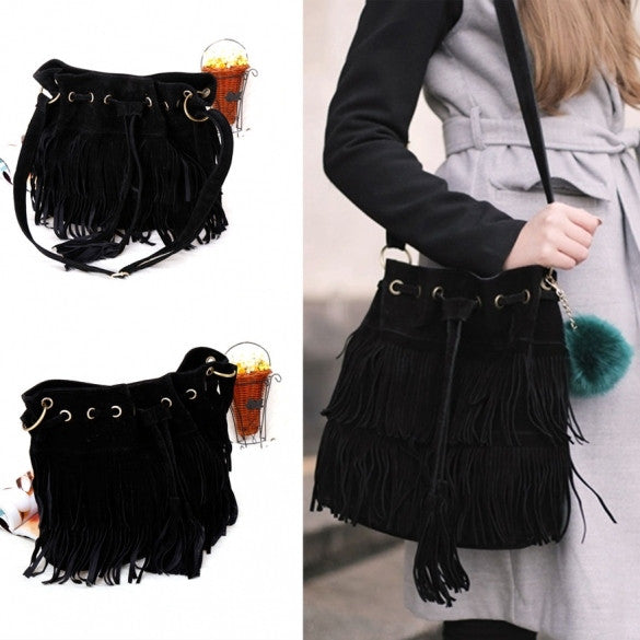 New Fashion Women's Faux Suede Fringe Tassels Cross-body Bag Shoulder Bag Handbags