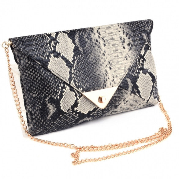 Sexy Women's Retro Snakeskin Pattern Envelope Bag Clutch Purse Evening Bag Handbag