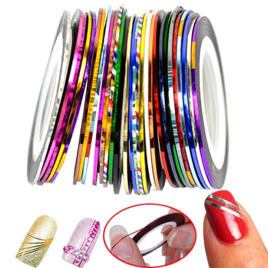 30Pcs Mixed Colors Rolls Striping Tape Line Nail Art Decoration Sticker