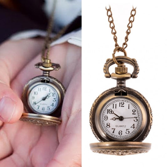 Retro Style Woemn Bronze Steampunk Quartz Necklace Pendant Chain Clock Pocket Watch Spider Web Hollow