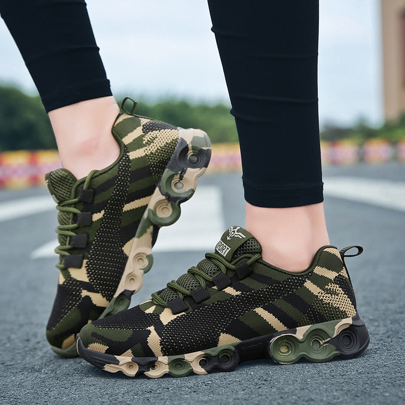 Camouflage Lace Up Breathable Chunky Sneakers 