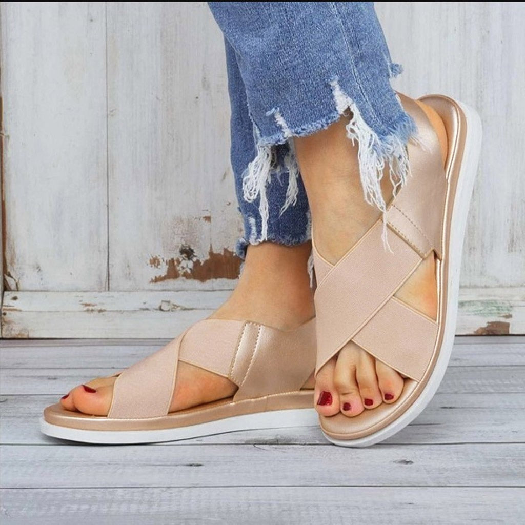 Elastic Band Flats Casual Sandals