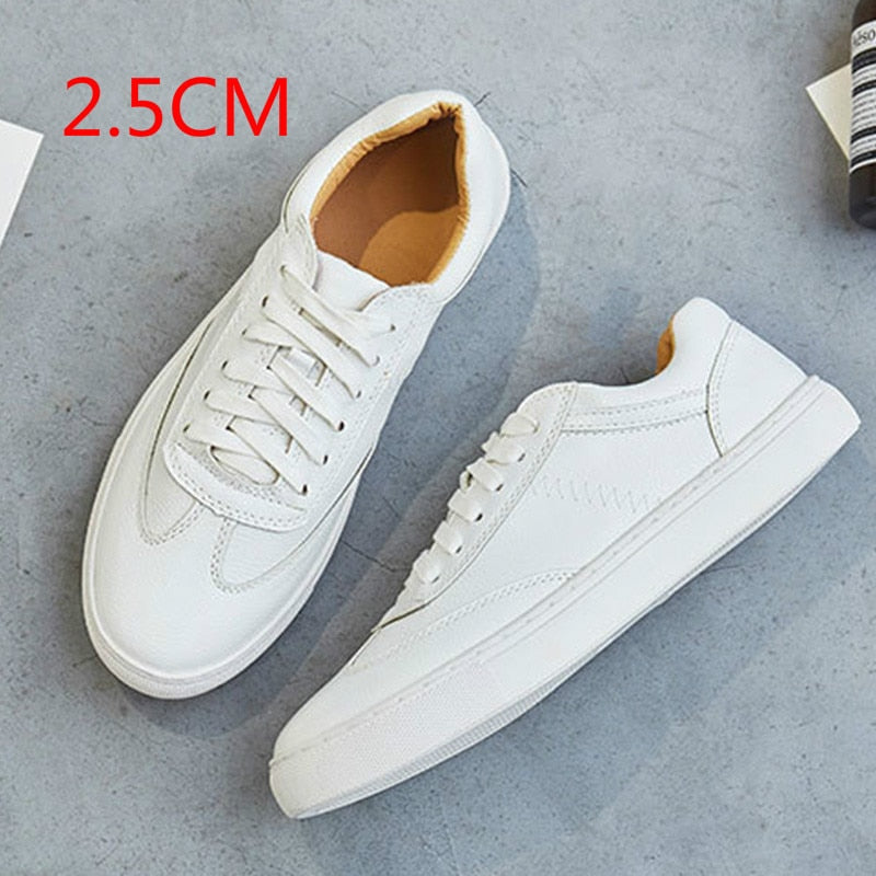 White Lace Up Platform Leather Chunky Sneakers