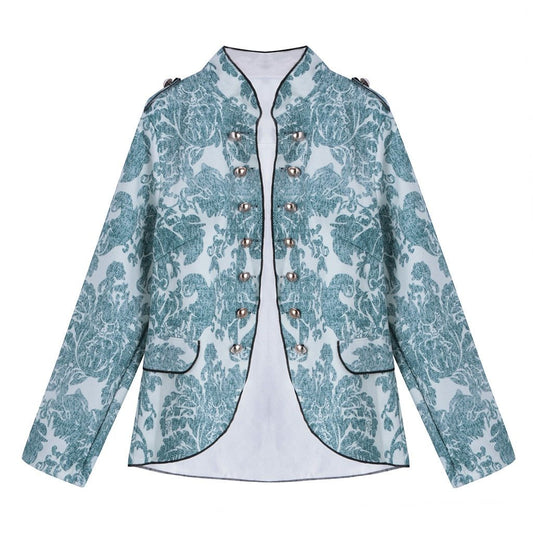 Women Autumn Print Outerwear Coats Fashion Button Long Sleeve Double-Breasted Coat Office Lady Slim Coats