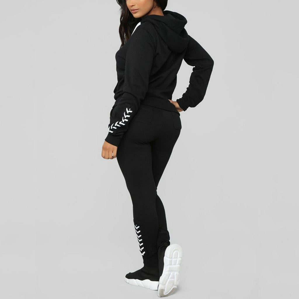 2 Piece Set Women Hoodies Sweatershirts Sports Set Warm Pullover Clothes Ladies Solid Tracksuit Women Set Top Pants Suit