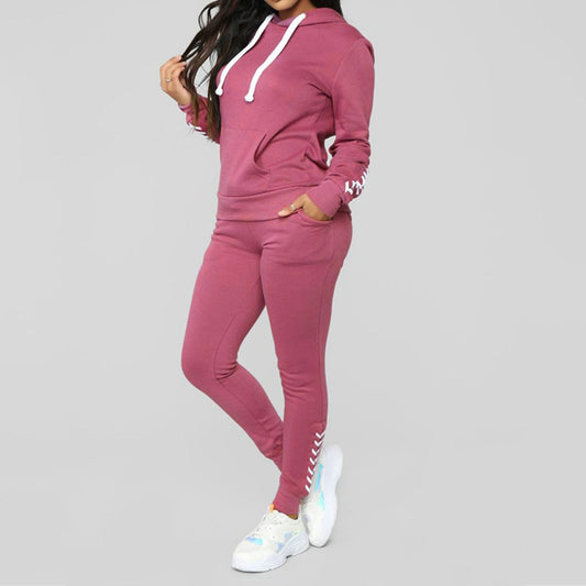 2 Piece Set Women Hoodies Sweatershirts Sports Set Warm Pullover Clothes Ladies Solid Tracksuit Women Set Top Pants Suit