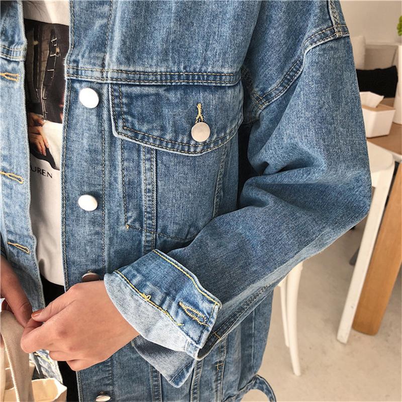 Solid Turn-down Collar Jean Jacket for Women Loose Casual Blue Fashionable Women Coats Female Outwear