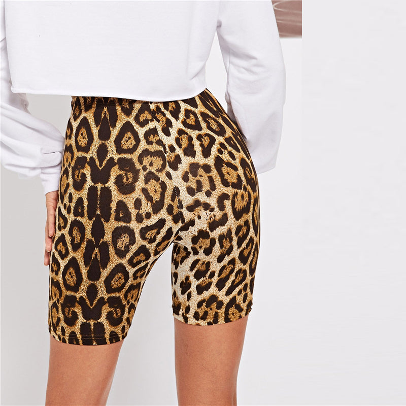 Sexy Leopard High Waist Bodycon Leggings Shorts Pants