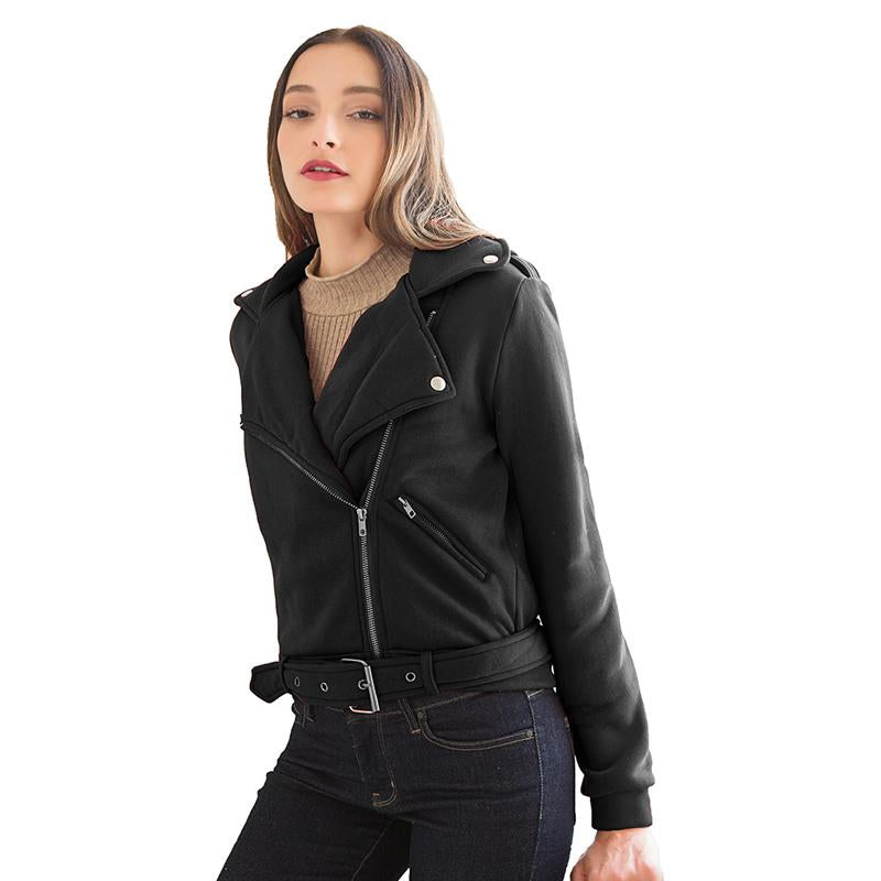 Women Basic Jackets Black Slim Lady Jacket Sweet Female Zipper Femme Outwear Plus Size Coats Long Sleeve Jackets