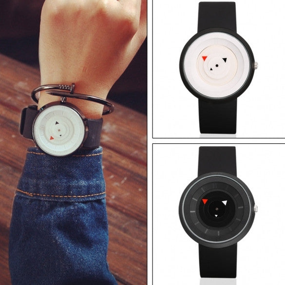 New Casual Sport Lovers Quartz Analog Silica Gel Band Rotary Table Dial Wrist Watch