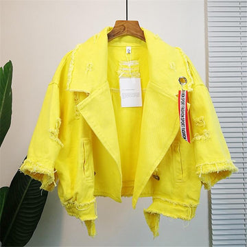 Women Denim Jacket Pole Female Loose Coat Autumn Winter New Cool Girl Outwear