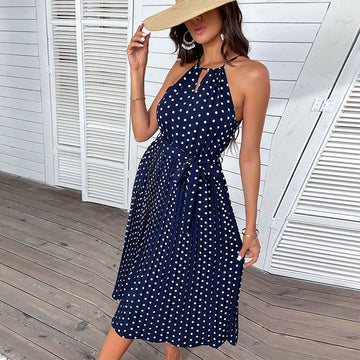 Polka Dot Dress | Halterneck Dress | Maxi Length Dress