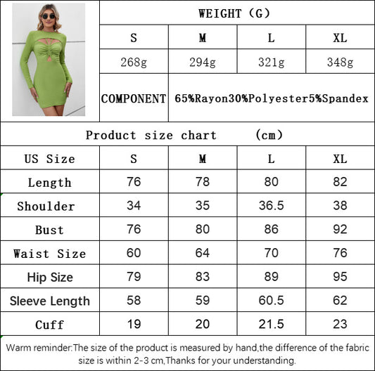 Casual Hollow Out Neck Hanging Package Hip Short-Length Long Sleeve Dress