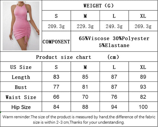 Round Neck Drawstring Waist Sleeveless Bodycon Dress