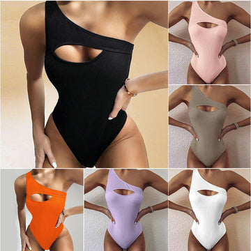 2023 New Sexy Monochrome One-Shoulder Bikini Swimsuit