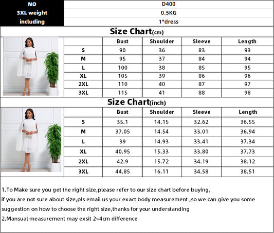 New Fashion Chiffon Batwing Sleeve Plus Size Maxi Dress