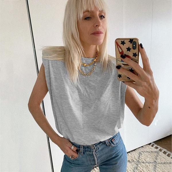 Sleeveless Top Female O Neck White Women Blouse Shirt Ladies Loose Solid Chic Casual Blouses