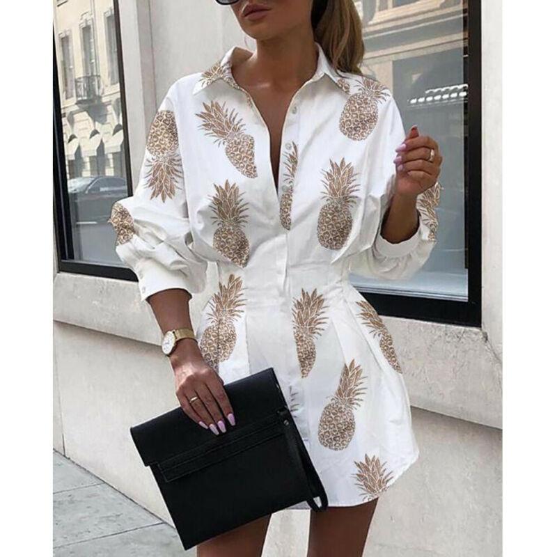 Office Lady Women Femal Ladies Long Sleeve Deep V Shirt Dress Sexy Mini Beach Dress  Elegant Sexy Party Dress