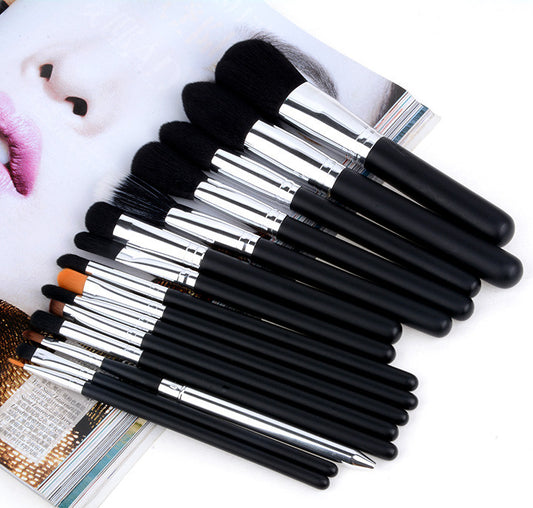 High Quality New Arrival 15 Pcs Black Makeup Brushes Set Cosmetic Kits