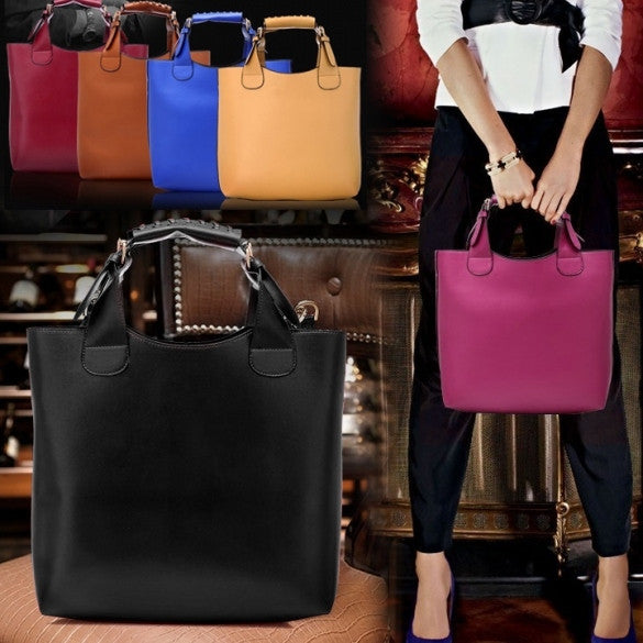 Ladies Tote Bag Synthetic Leather Handbags Adjustable Handle Brand Shopping Bag