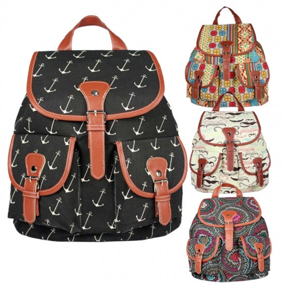 Women's Rucksack School Bag Satchel Canvas Backpack