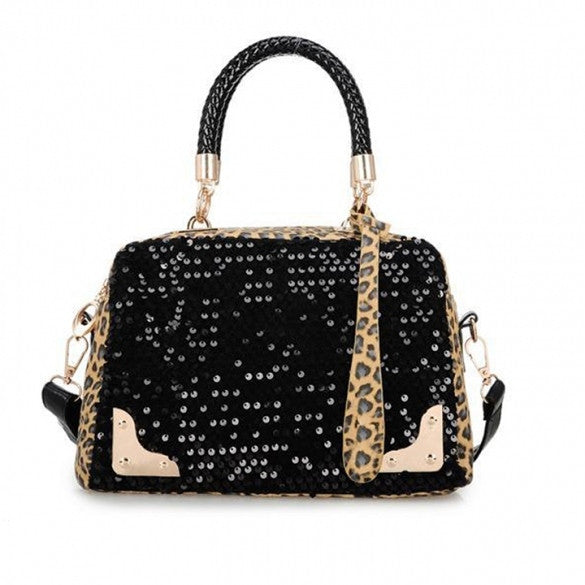 Leopard Sequins Style Designer Handbags Leather Handbags Women Messenger Bags Shoulder Bag - Meet Yours Fashion - 1