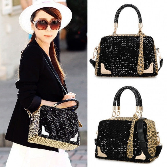 Leopard Sequins Style Designer Handbags Leather Handbags Women Messenger Bags Shoulder Bag - Meet Yours Fashion - 2