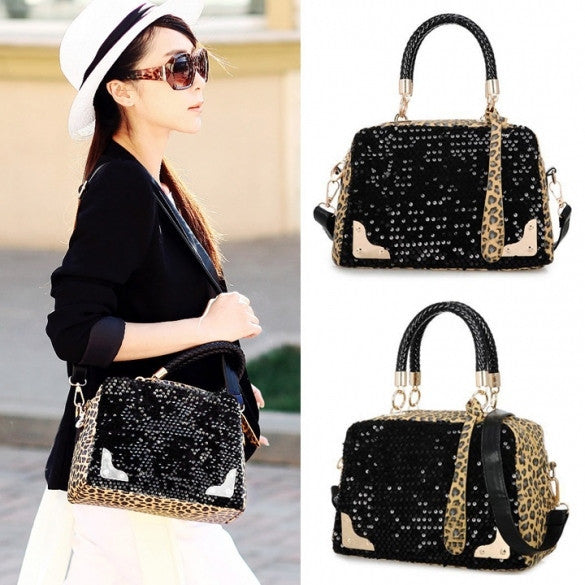 Leopard Sequins Style Designer Handbags Leather Handbags Women Messenger Bags Shoulder Bag - Meet Yours Fashion - 3