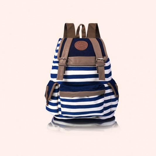 New Arrival Lady Girl Women Unisex Backpack Canvas Stripe Leisure School Bag