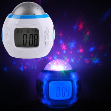 New Music Alarm Clock With Calendar Thermometer Star Sky Projection Thermometer