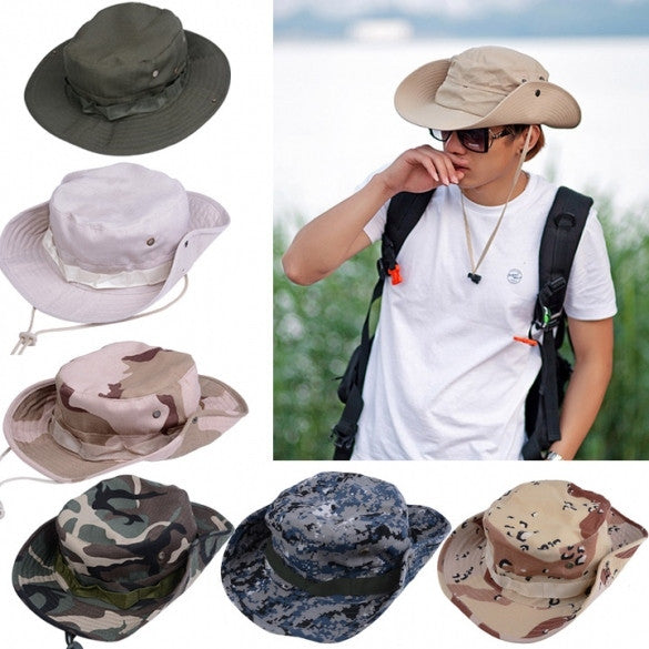 Fishing Hiking Boonie Snap Brim Military Bucket Sun Hat Cap Woodland Camo New