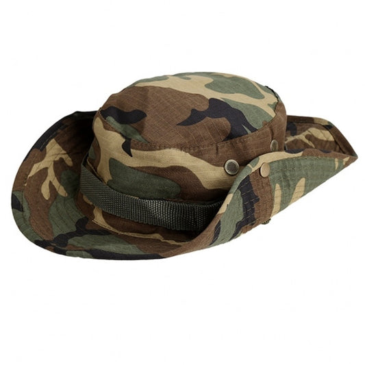 Fishing Hiking Boonie Snap Brim Military Bucket Sun Hat Cap Woodland Camo New