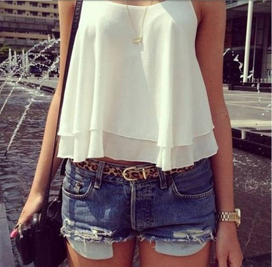 Spaghetti Strap Shirt Chiffon Vest Tank Blouses