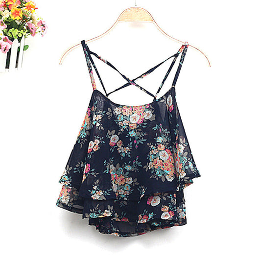 Lace Flower Camie Cotton Tank Top