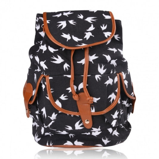 New Women Girl Canvas Rucksack Vintage Flower Backpack School Book Shoulder Bag