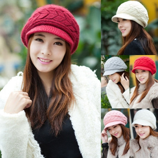 Women's Fashion Autumn Winter Knitted Cap Knitted Hat Double Layer Thermal Hot