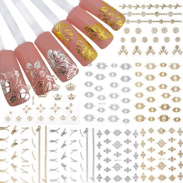 New 12 Sheets Pretty 3D Flower Nail Stickers Manicure Decals Nail Art DIY