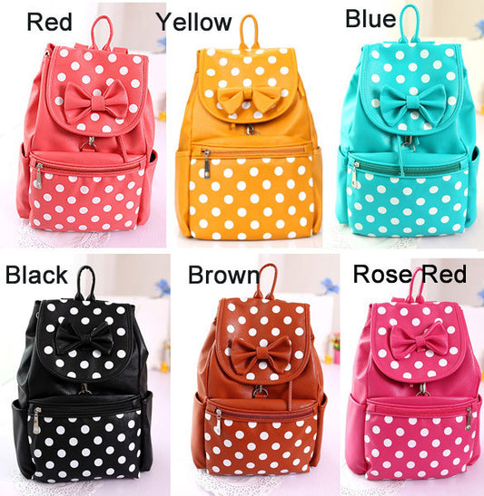 Polka Dots Bowknot Girls School Backpack