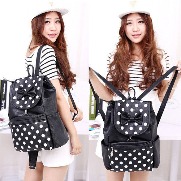 Polka Dots Bowknot Girls School Backpack - MeetYoursFashion - 3