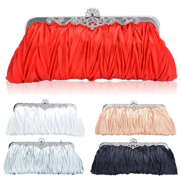 Fashion Satin Elegant Evening Handbag Clutch Purse Bag Bride Bridesmaid